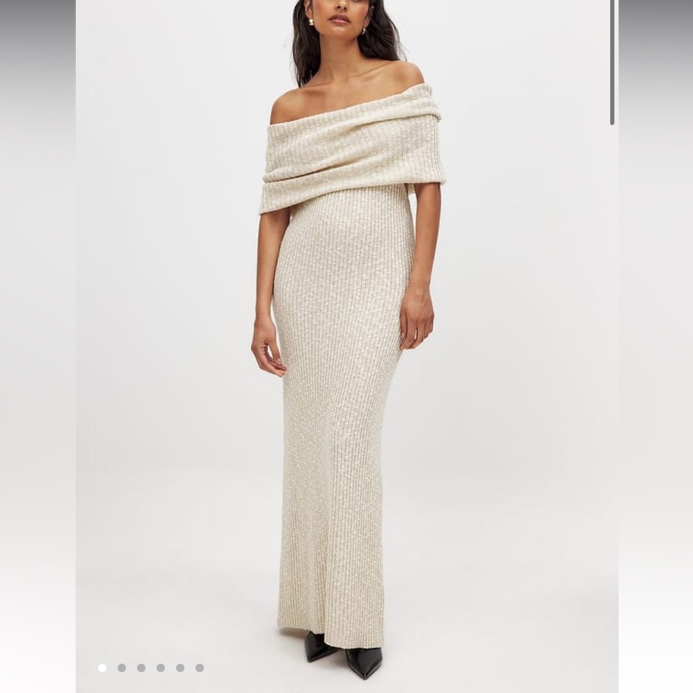 Elegant Cream Off-Shoulder Dress